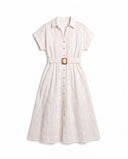 broidered Belted Dress