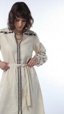 Ecru Linen Embroidered Dress