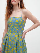 Floral Breeze Cotton Midi Dress - Pink Paisley