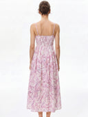 Floral Breeze Cotton Midi Dress - Pink Paisley