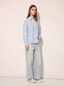 Blue & White Striped Classic Fit Shirt