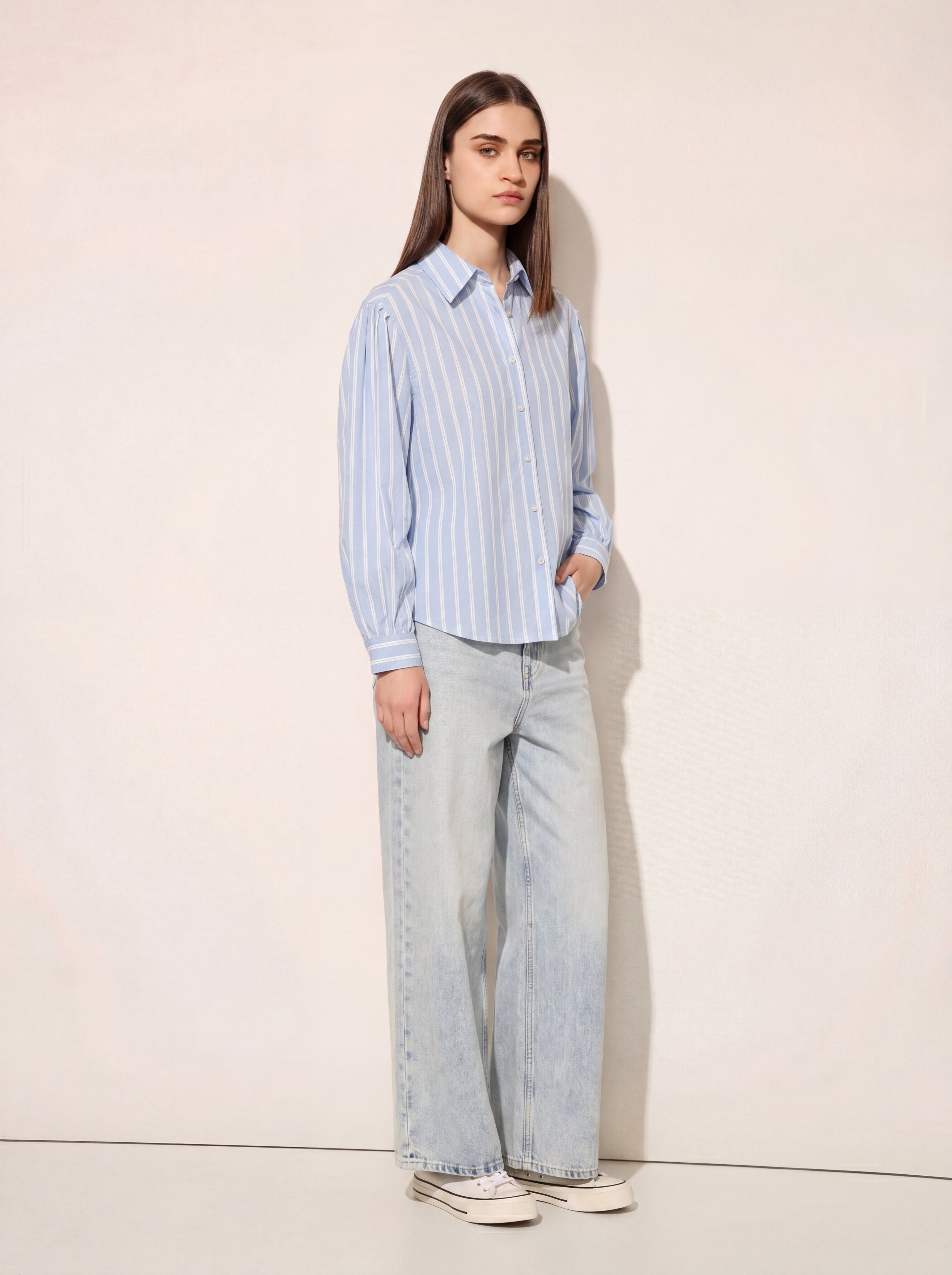 Blue & White Striped Classic Fit Shirt
