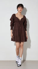 FELRIO Cocoa Lace-Up Tiered Dress