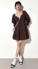 FELRIO Cocoa Lace-Up Tiered Dress