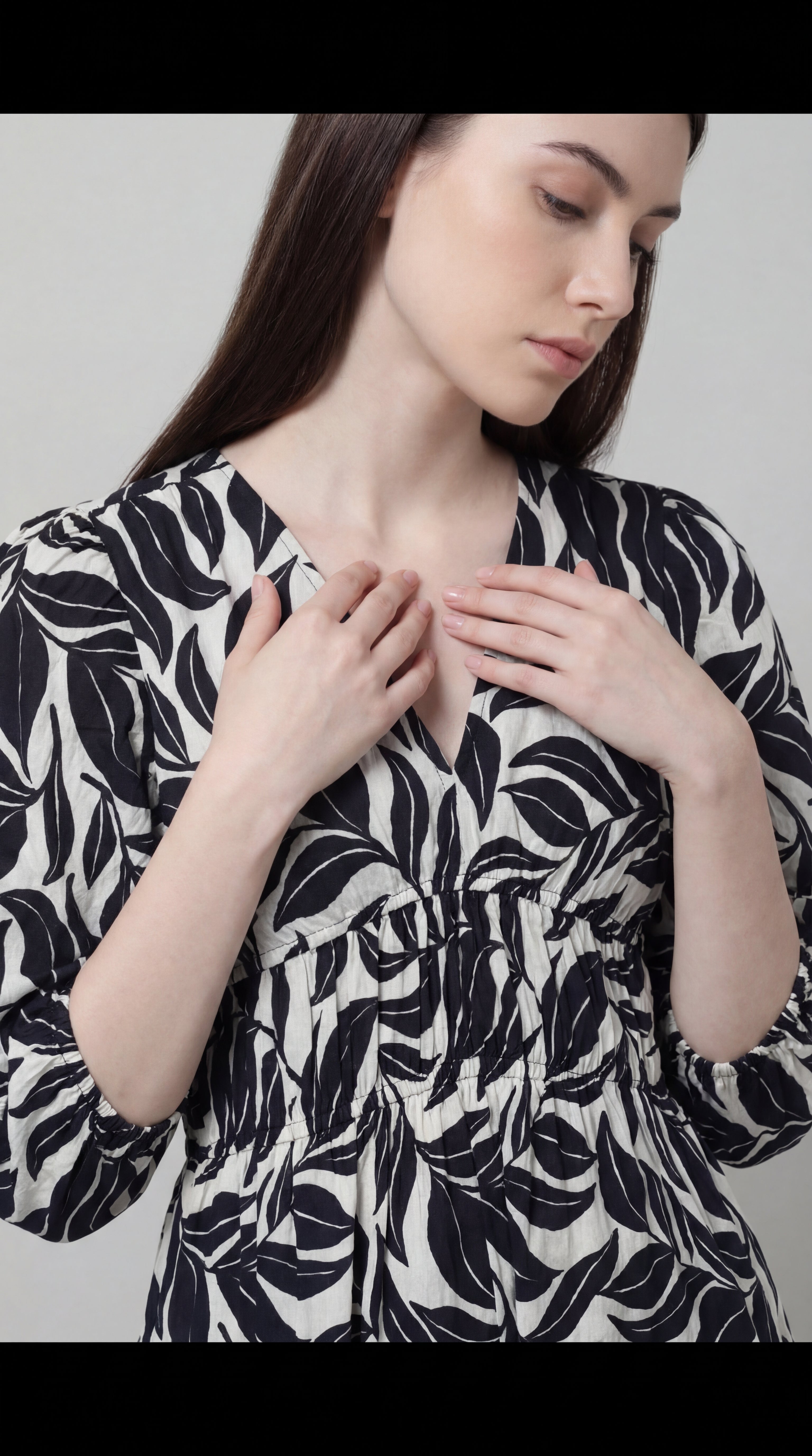 White Leaf  Relaxed Day Dress