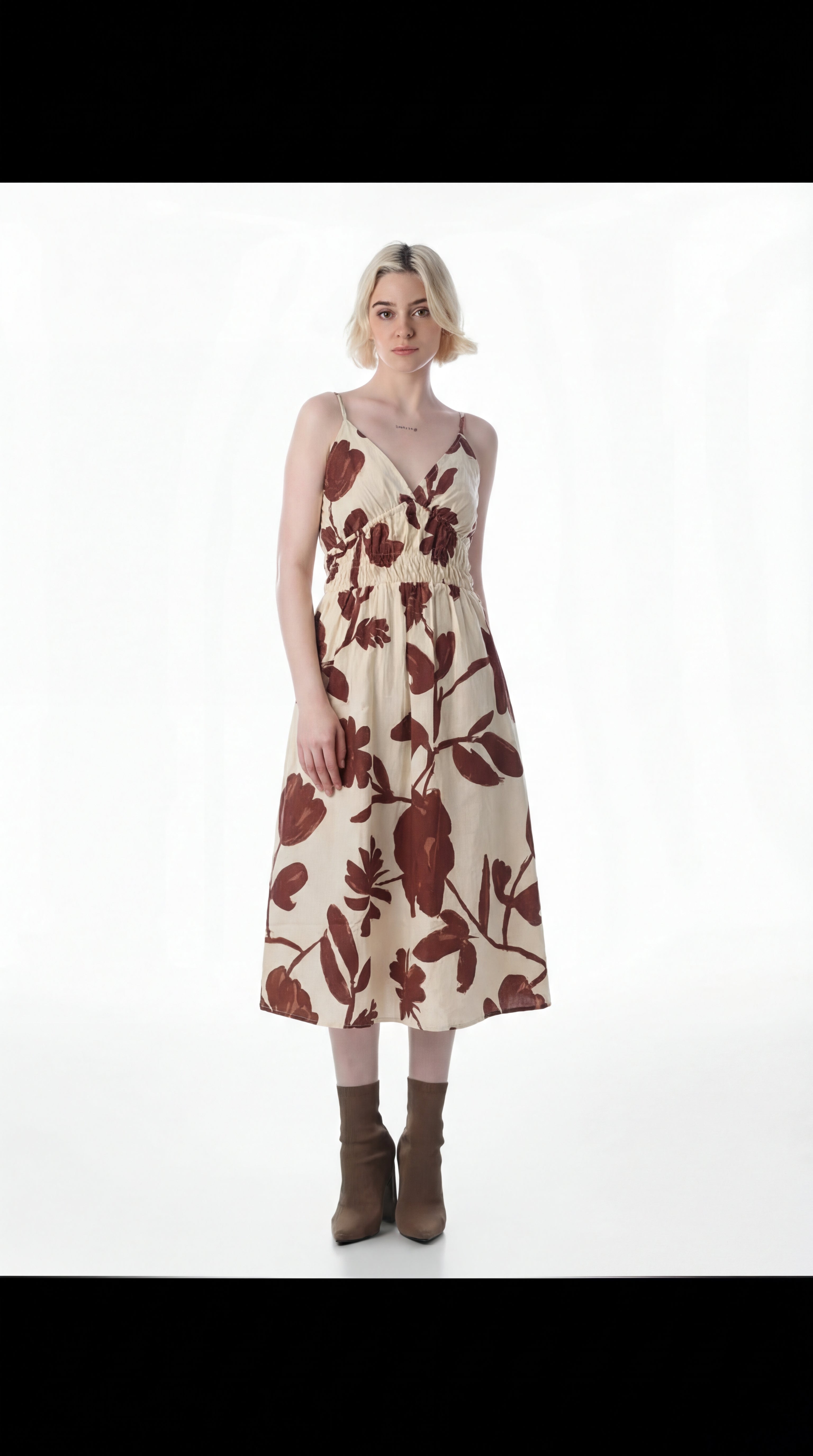 Contrast Floral Smocked Dress