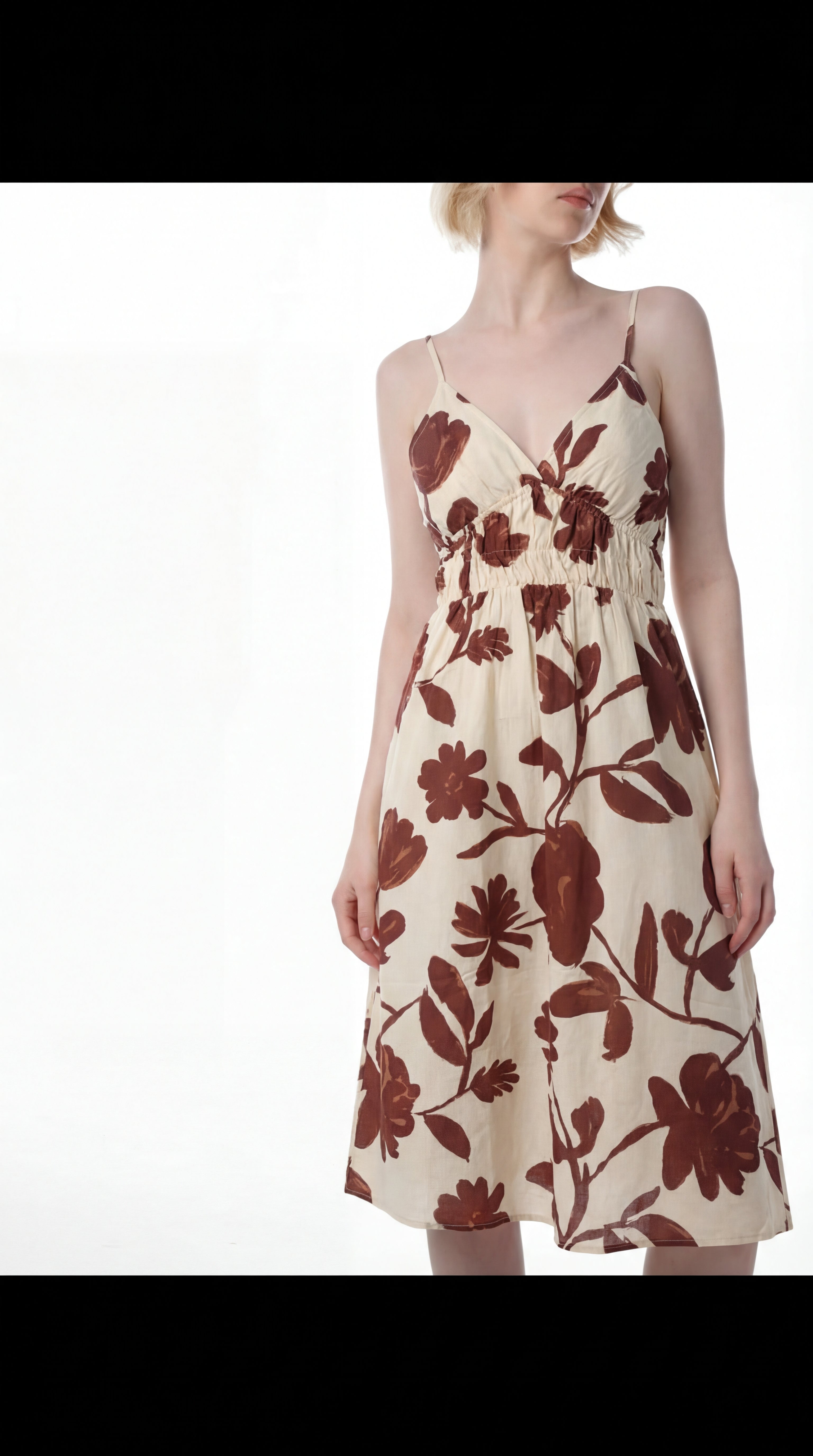 Contrast Floral Smocked Dress