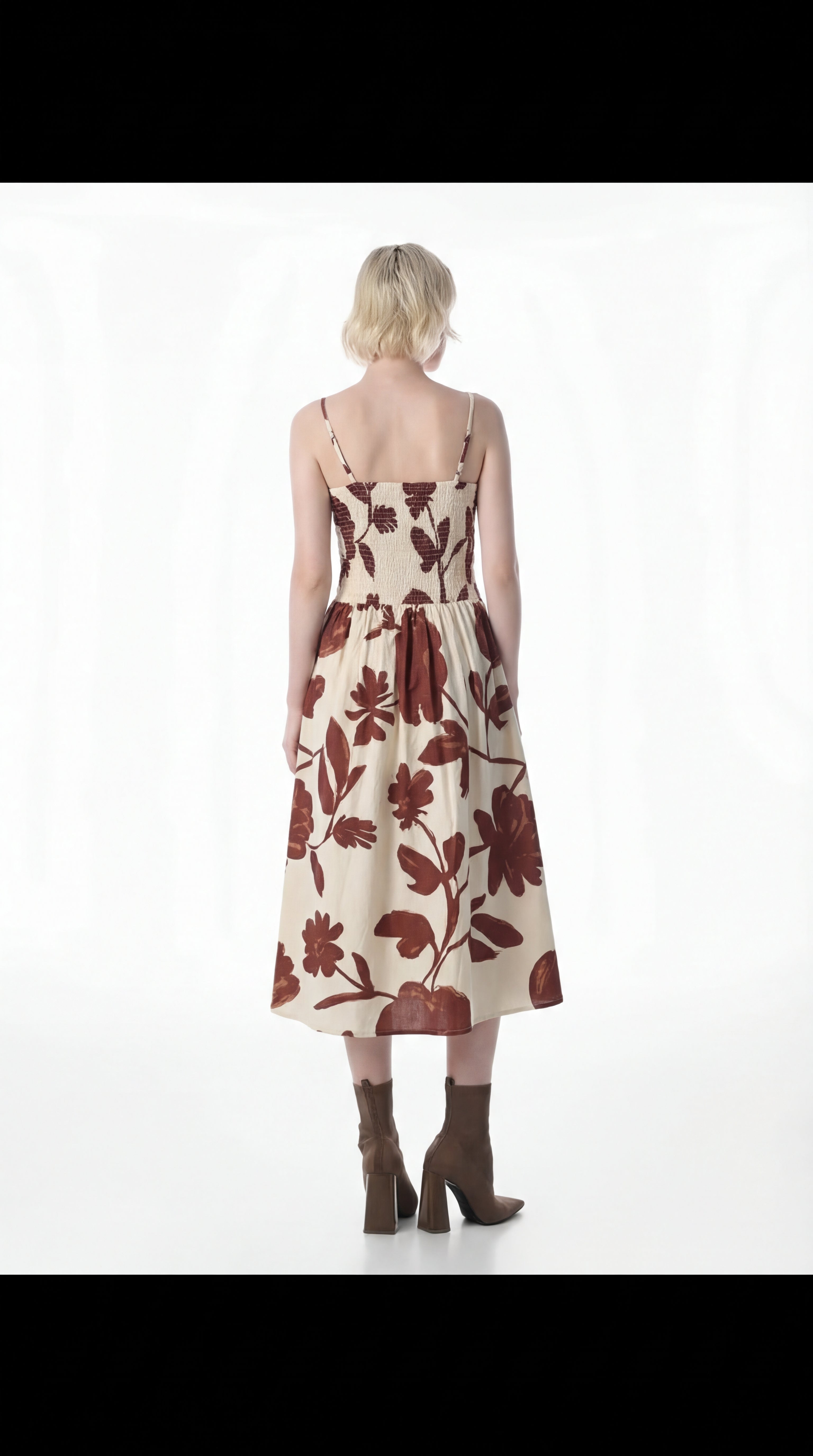 Contrast Floral Smocked Dress