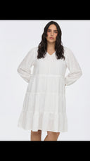 Classic White Solid Tiered Flowy Dress
