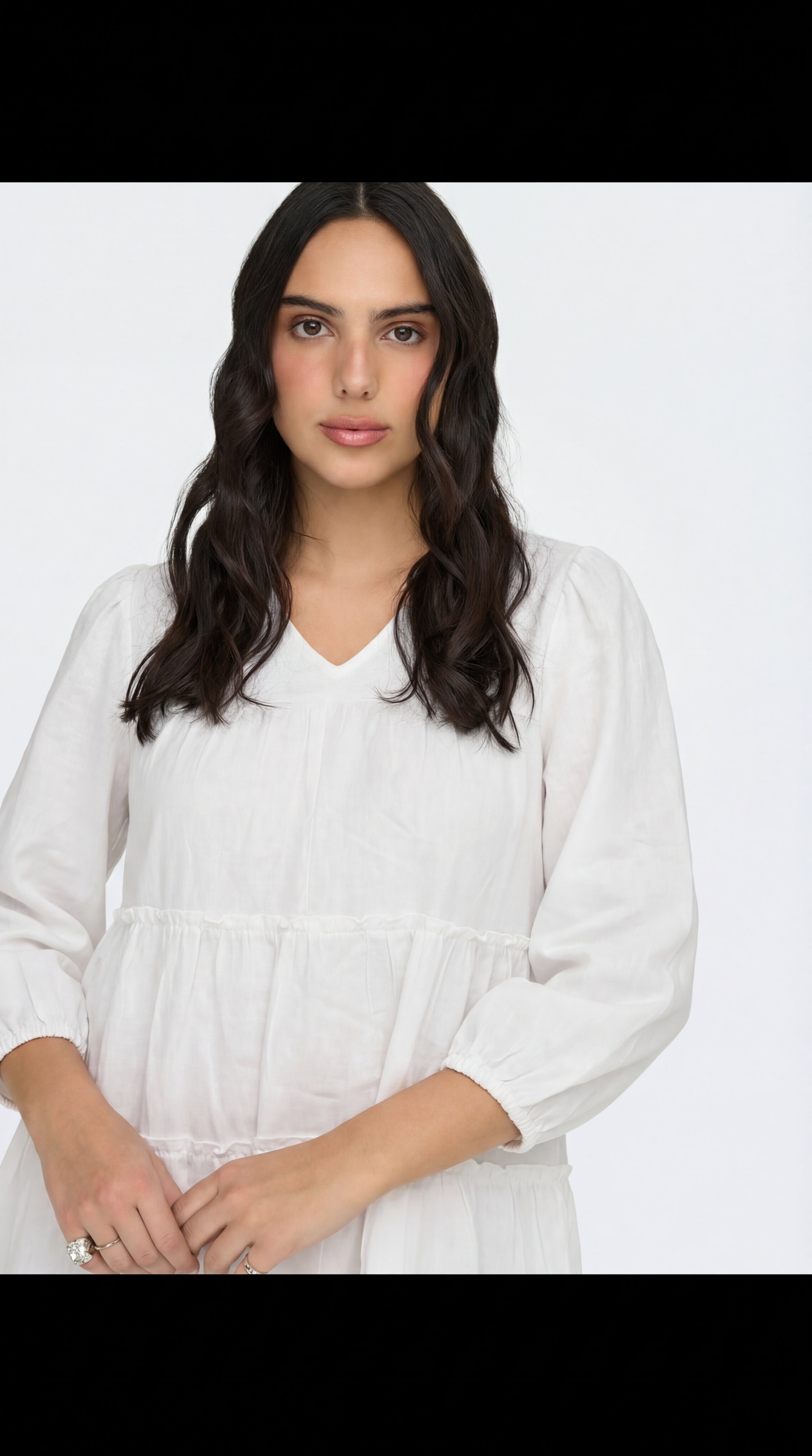 Sky Blue Solid Tiered Flowy Dress