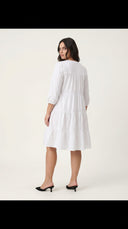 Classic White Solid Tiered Flowy Dress