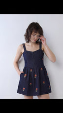 DENIM EMBROIDERED MINI DRESS