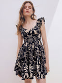 Flutter Sleeve Fit & Flare Mini Dress